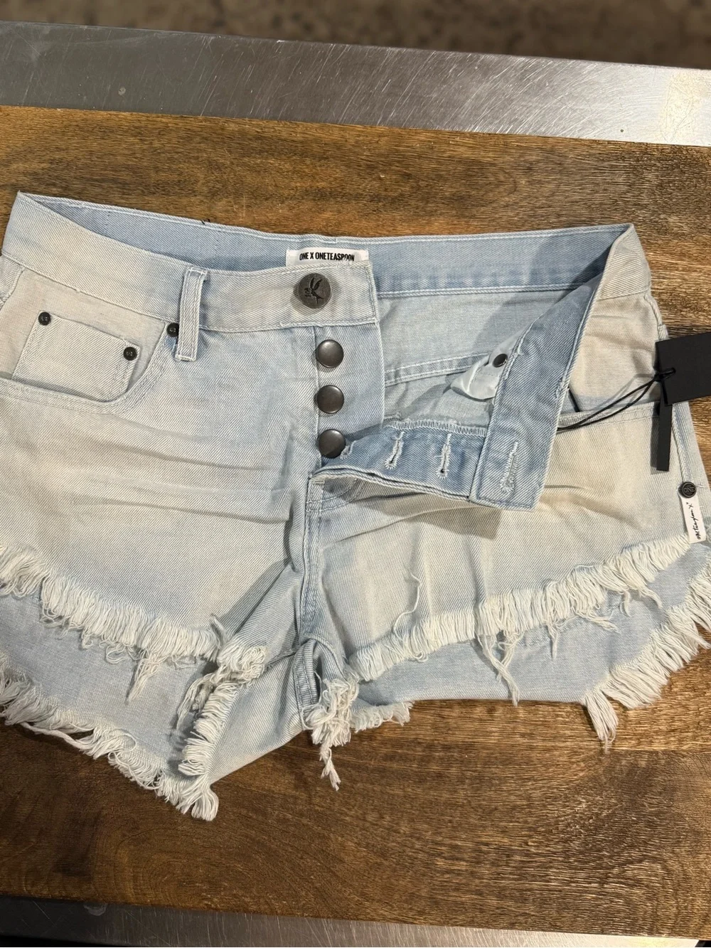 One X Oneteaspoon relaxed Fit ~Long RiseButton Fly ~Curved Raw Hem ~Color Brando
